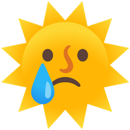sun with face and crying face