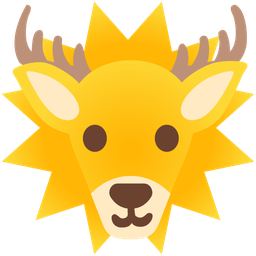 sun with face and deer