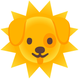 sun with face and dog face
