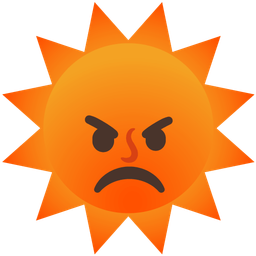 sun with face and enraged face