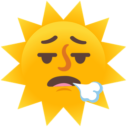 sun with face and face exhaling