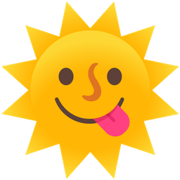 Sun with face and Face savoring food