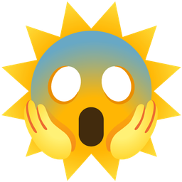 sun with face and face screaming in fear