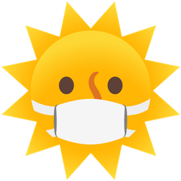 sun with face and face with medical mask