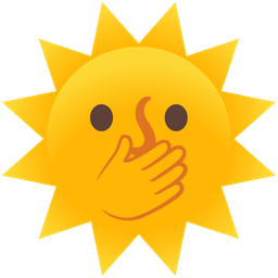 sun with face and face with open eyes and hand over mouth