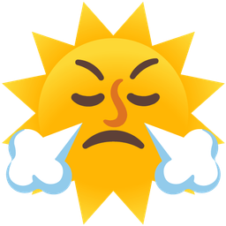 sun with face and face with steam from nose