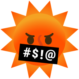 sun with face and face with symbols on mouth