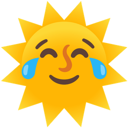 Sun with face and Face with tears of joy