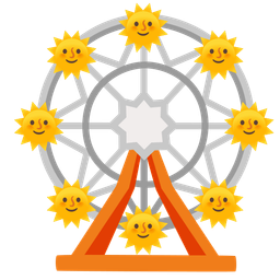 sun with face and ferris wheel