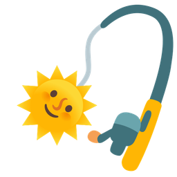 sun with face and fishing pole