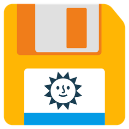sun with face and floppy disk