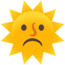 sun with face and frowning face