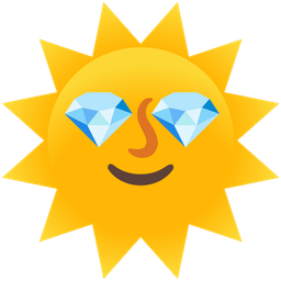 sun with face and gem stone