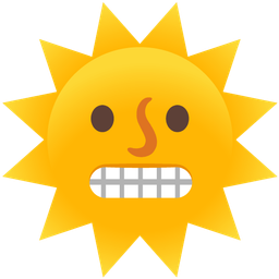 sun with face and grimacing face