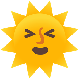 Sun with face and Grinning squinting face