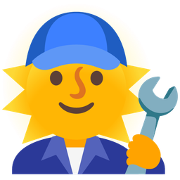 sun with face and hammer and wrench