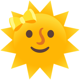 sun with face and heart with ribbon