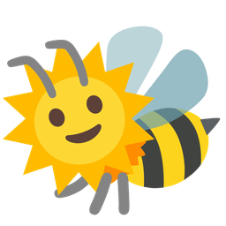 sun with face and honeybee