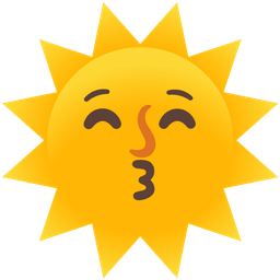 Sun with face and Kissing face with closed eyes