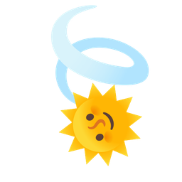 sun with face and leaf fluttering in wind