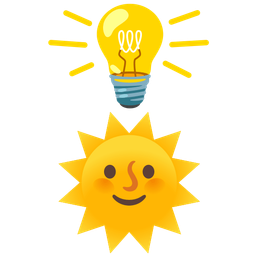 sun with face and light bulb