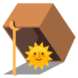 sun with face and mouse trap