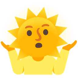 sun with face and person shrugging