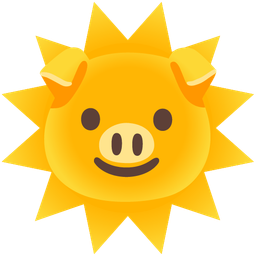 sun with face and pig face