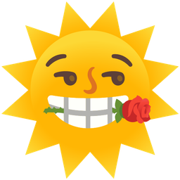 sun with face and rose