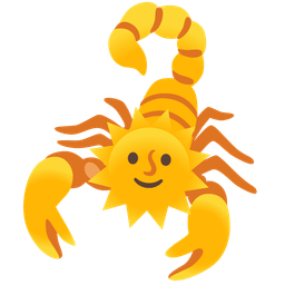 sun with face and scorpion