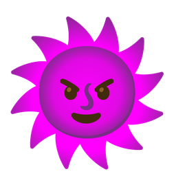 sun with face and smiling face with horns