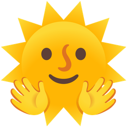 Sun with face and Smiling face with open hands