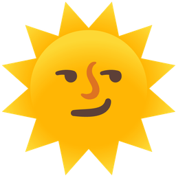 sun with face and smirking face