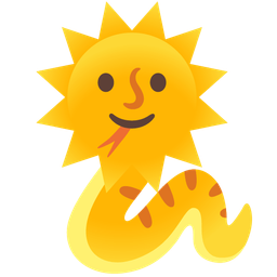 sun with face and snake