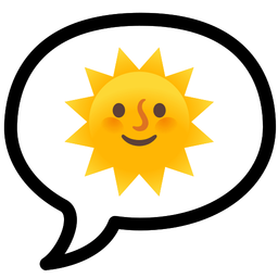 sun with face and speech balloon