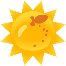 sun with face and tangerine