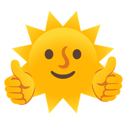 sun with face and thumbs up