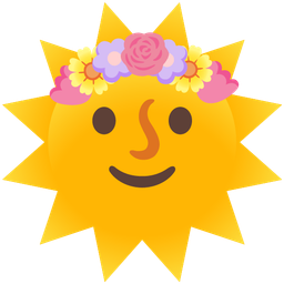 sun with face and tulip