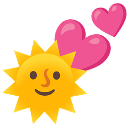 sun with face and two hearts