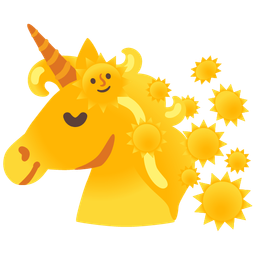 sun with face and unicorn