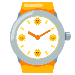 sun with face and watch