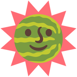 sun with face and watermelon