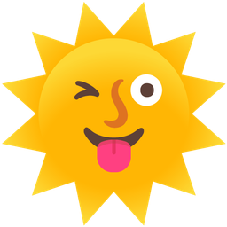 Sun with face and Winking face with tongue