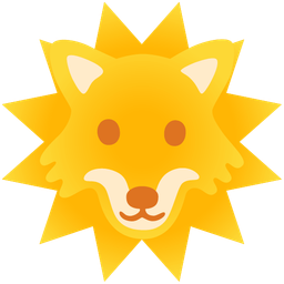 sun with face and wolf