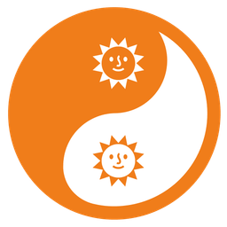 sun with face and yin yang