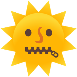 sun with face and zipper-mouth face