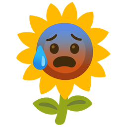 sunflower and anxious face with sweat