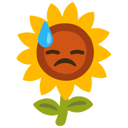 sunflower and downcast face with sweat