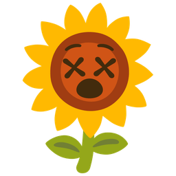 sunflower and face with crossed-out eyes