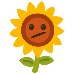 sunflower and face with diagonal mouth